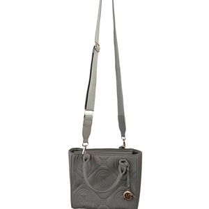 Valentino Orlandi Cross Body Light Grey Quilted Handbag. 4” x 8” x 9”.